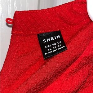 SHEIN Bold Red Textured Skirt